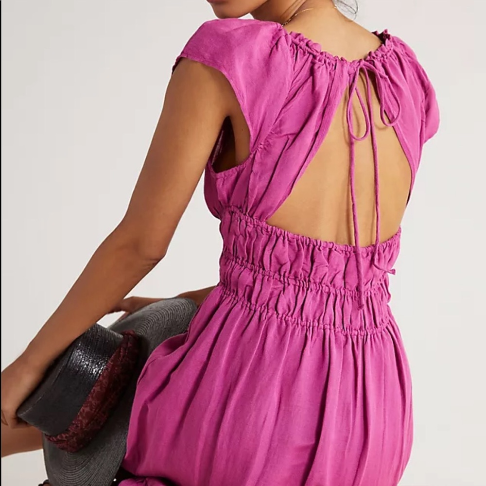 Anthropologie pink Smocked Waist Mini Dress
